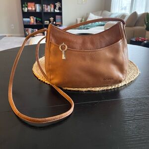 Fossil Tan Leather Crossbody Bag